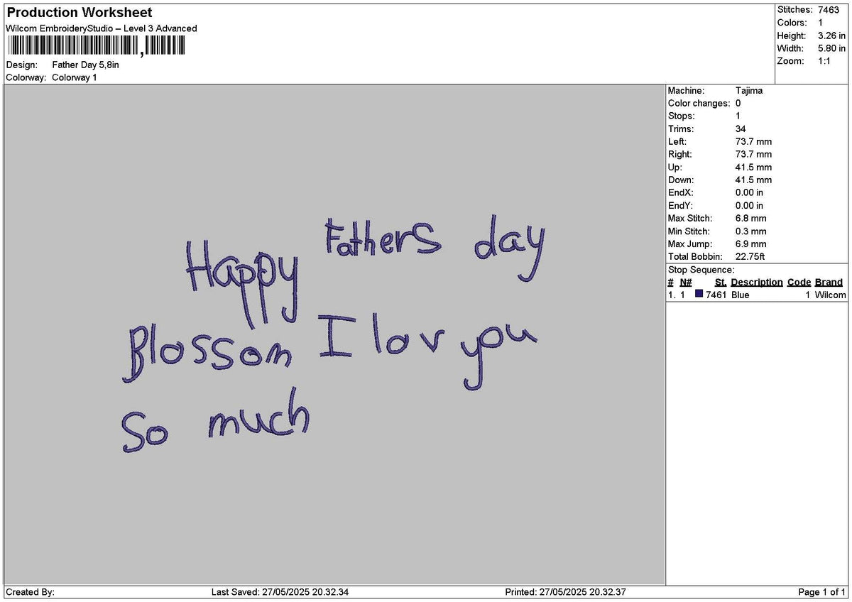 Fatherstext 2706 Embroidery File 6 sizes