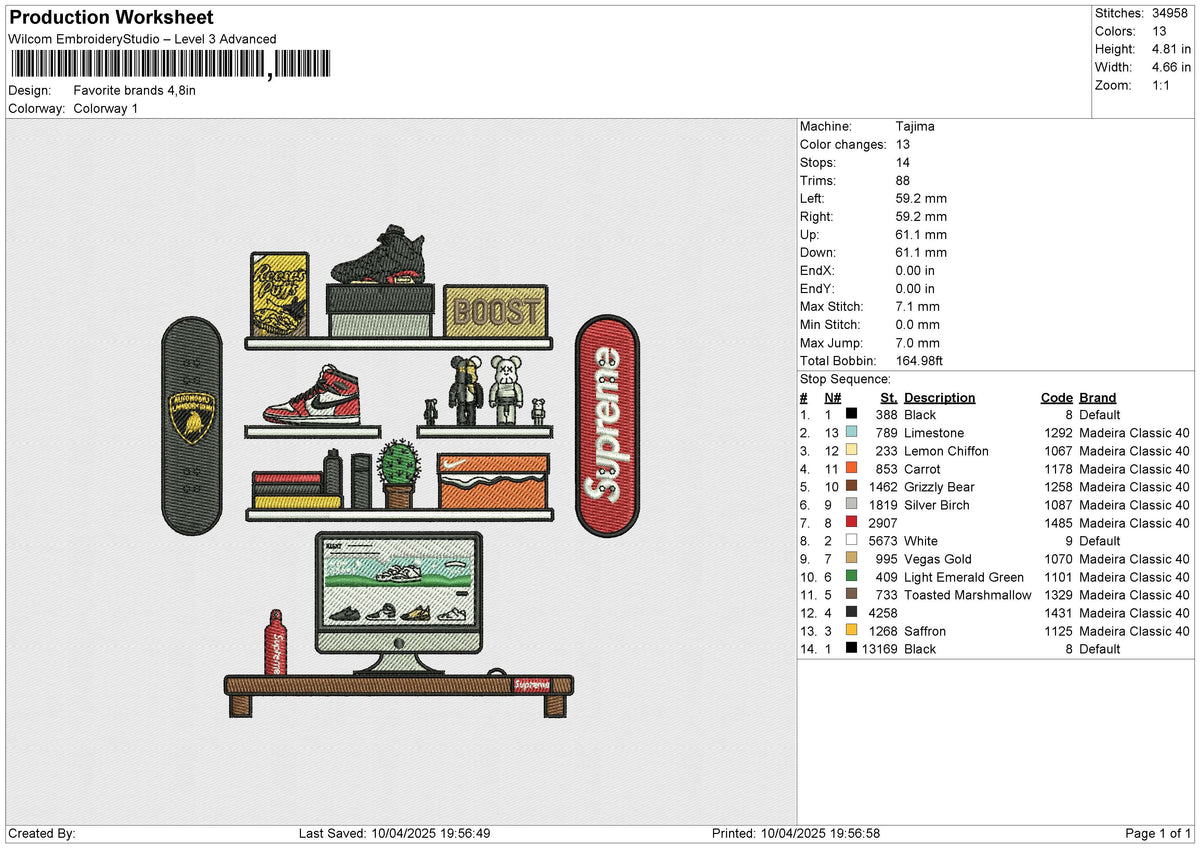 Favorite Brands Embroidery File 6 size