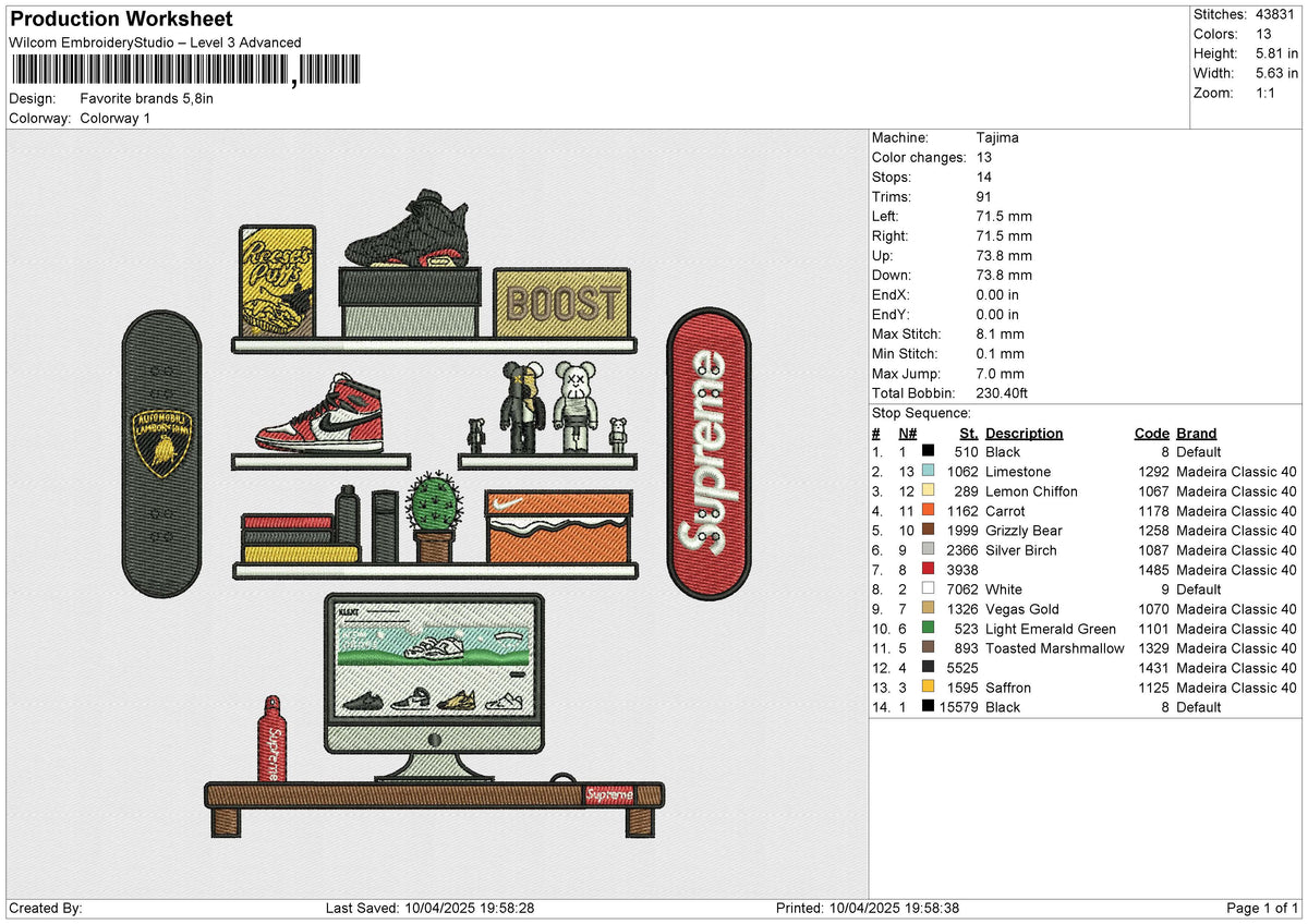 Favorite Brands Embroidery File 6 size