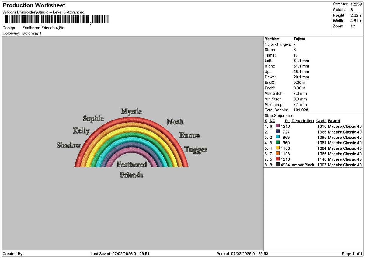 Featheredtext Embroidery File 6 sizes