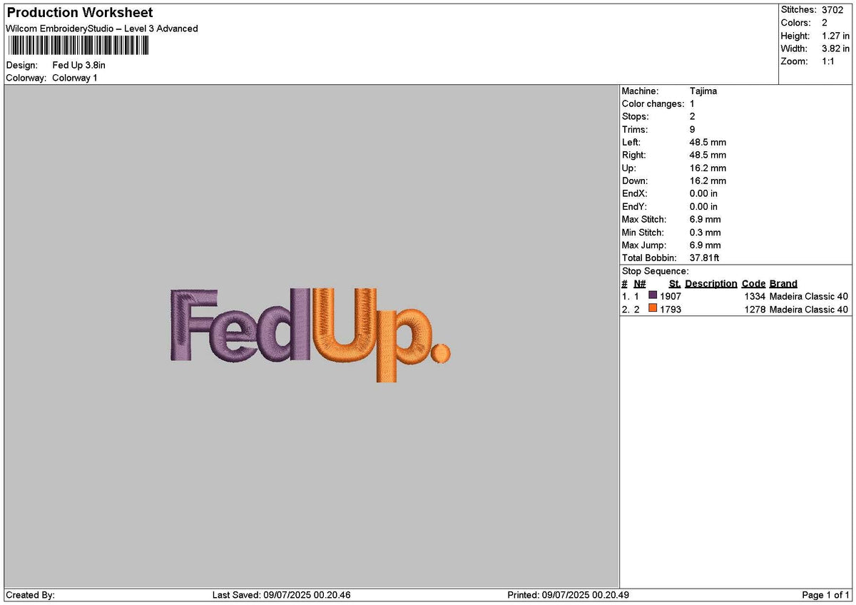Feduptext Embroidery File 6 sizes