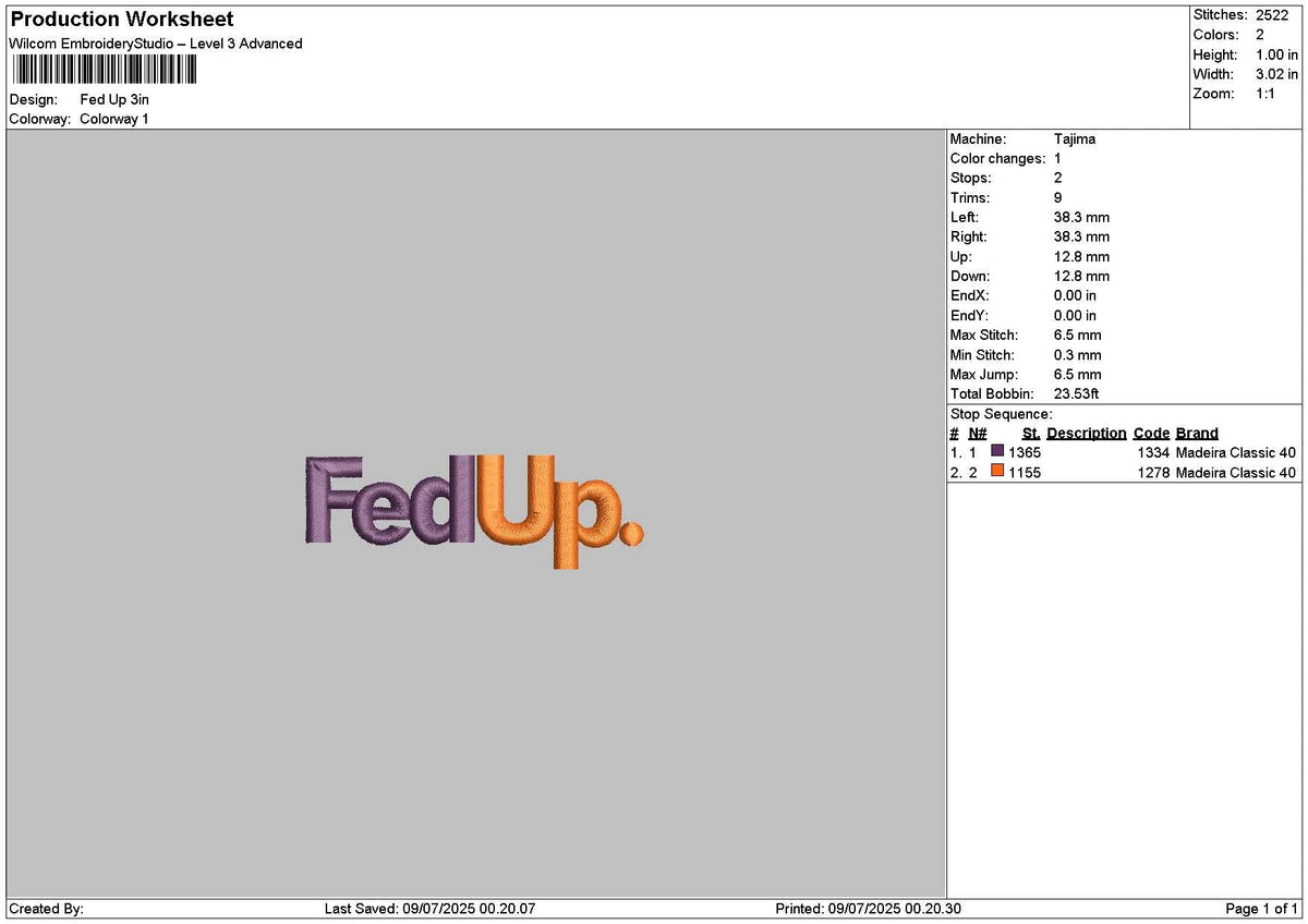 Feduptext Embroidery File 6 sizes
