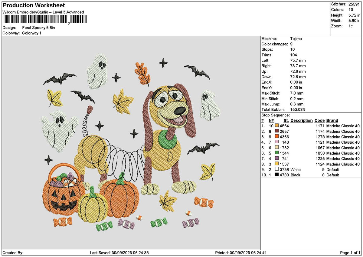Dogspooky 2909 Embroidery File 6 sizes