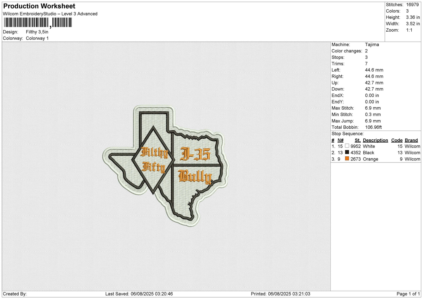 Filthy Embroidery File 6 sizes