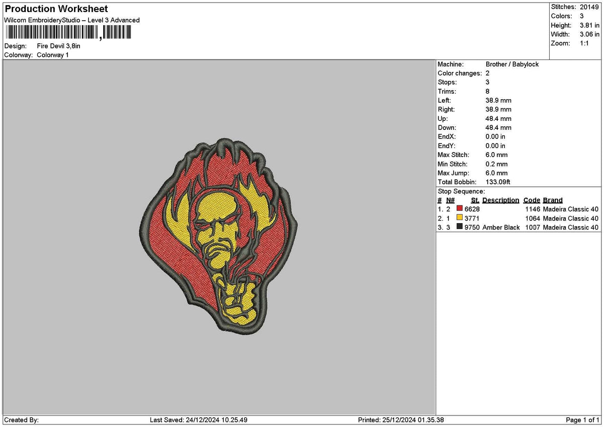 Devil 2512 Embroidery File 6 sizes