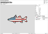 Fish America Embroidery File 6 sizes
