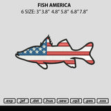 Fish America Embroidery File 6 sizes