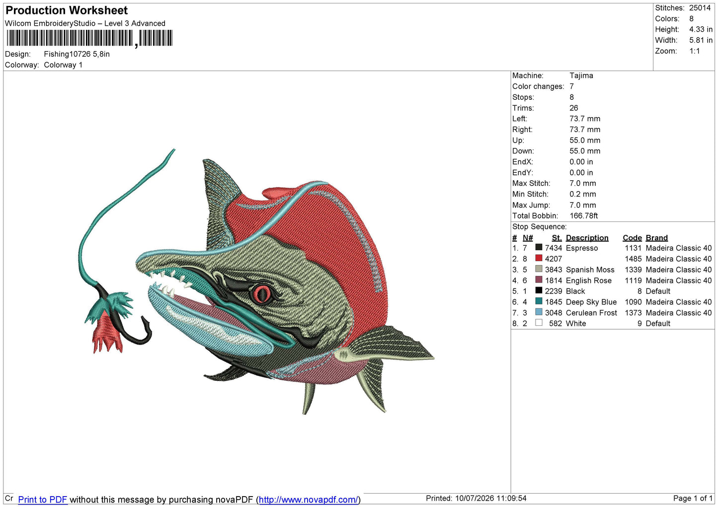 Fishing10726 Embroidery File 6 sizes