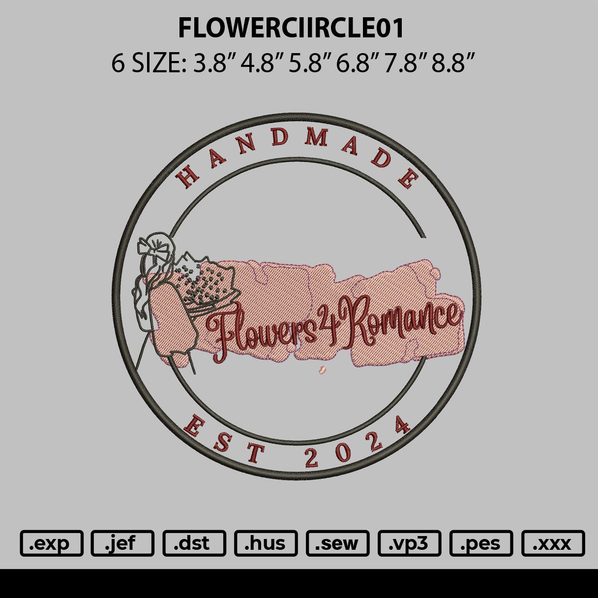 Flowercircle01 Embroidery File 6 sizes