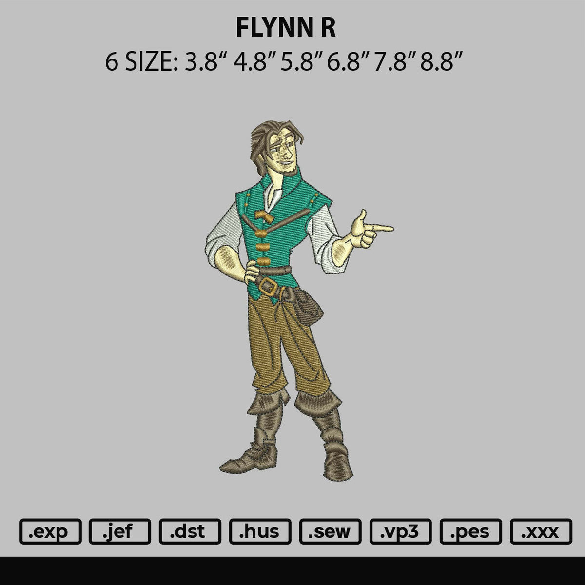 Flynn R Embroidery File 6 sizes