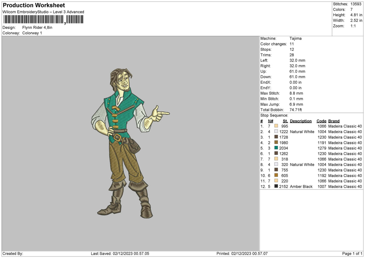 Flynn R Embroidery File 6 sizes