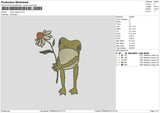 Frog N Flower Embroidery File 6 sizes