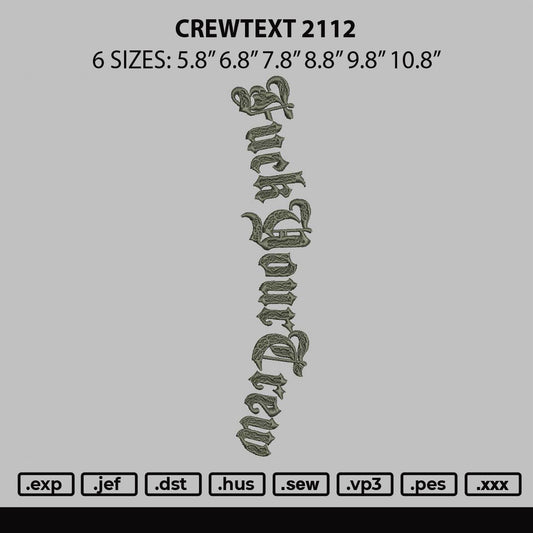 Crewtext Embroidery File 6 sizes