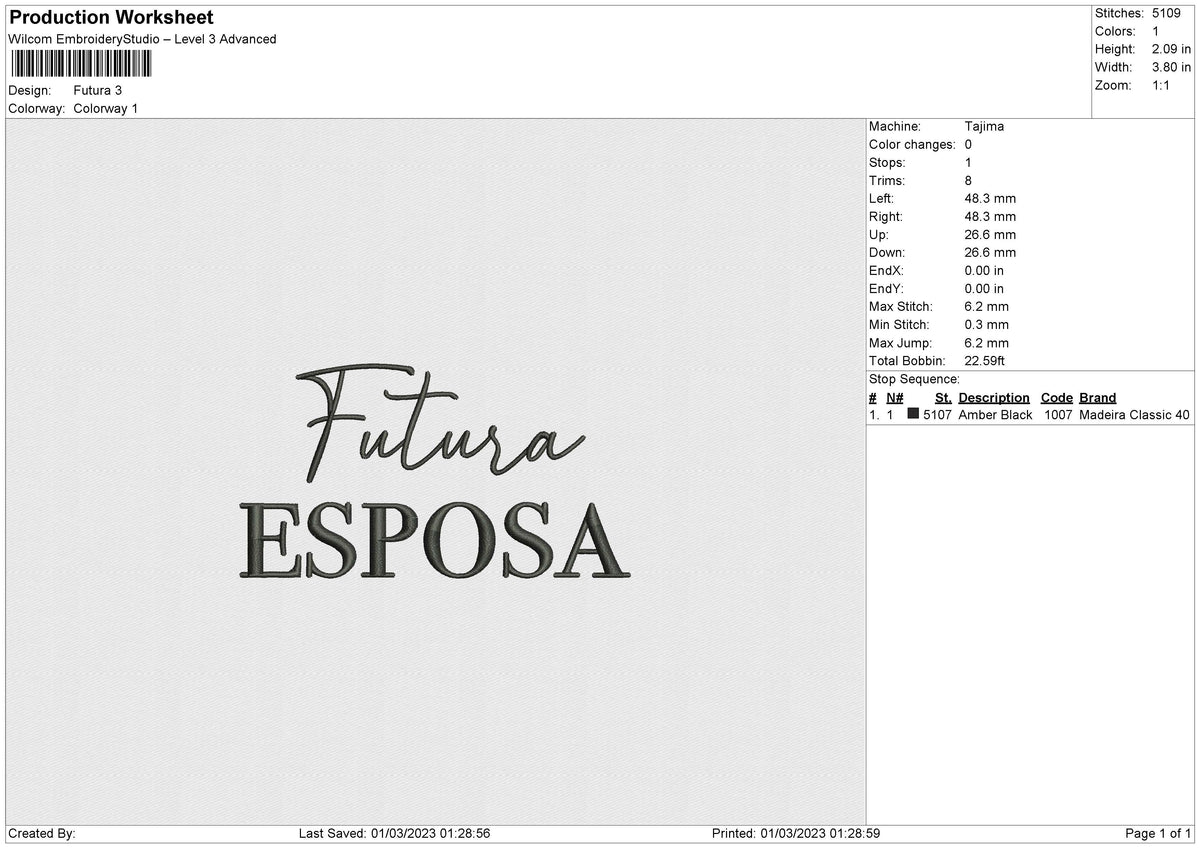 Futura Embroidery File 6 sizes