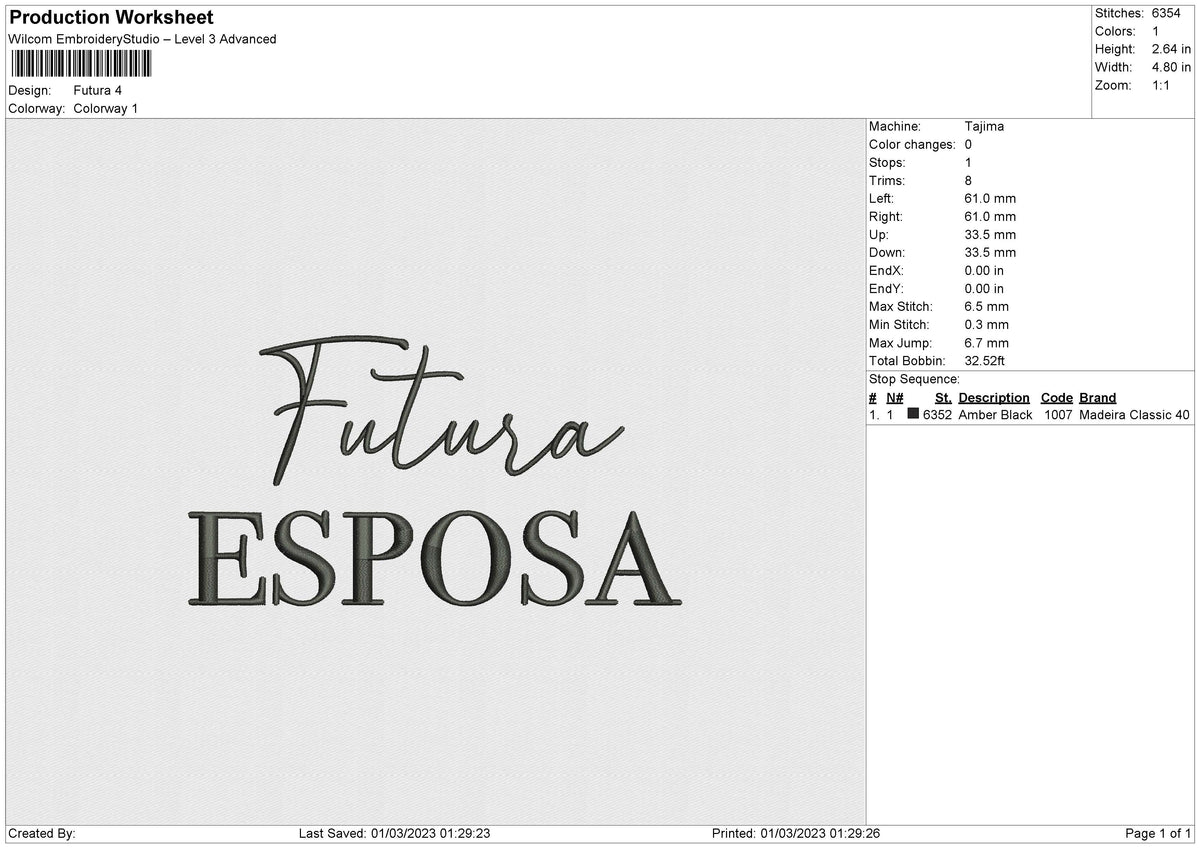 Futura Embroidery File 6 sizes