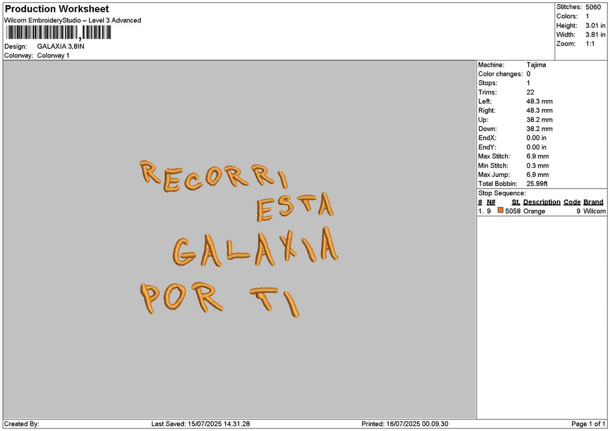 Galaxiatext Emboidery File 6 sizes