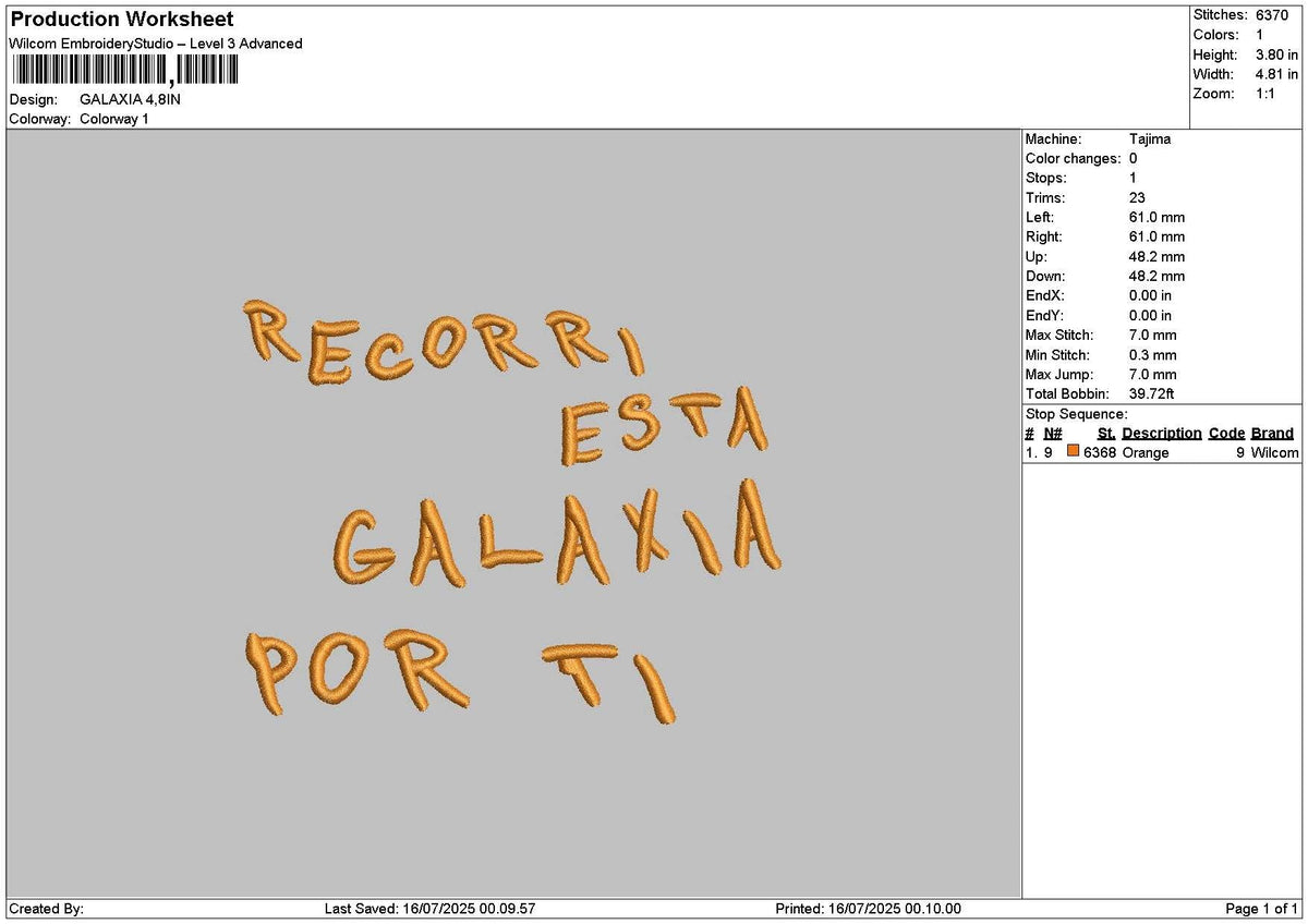 Galaxiatext Emboidery File 6 sizes