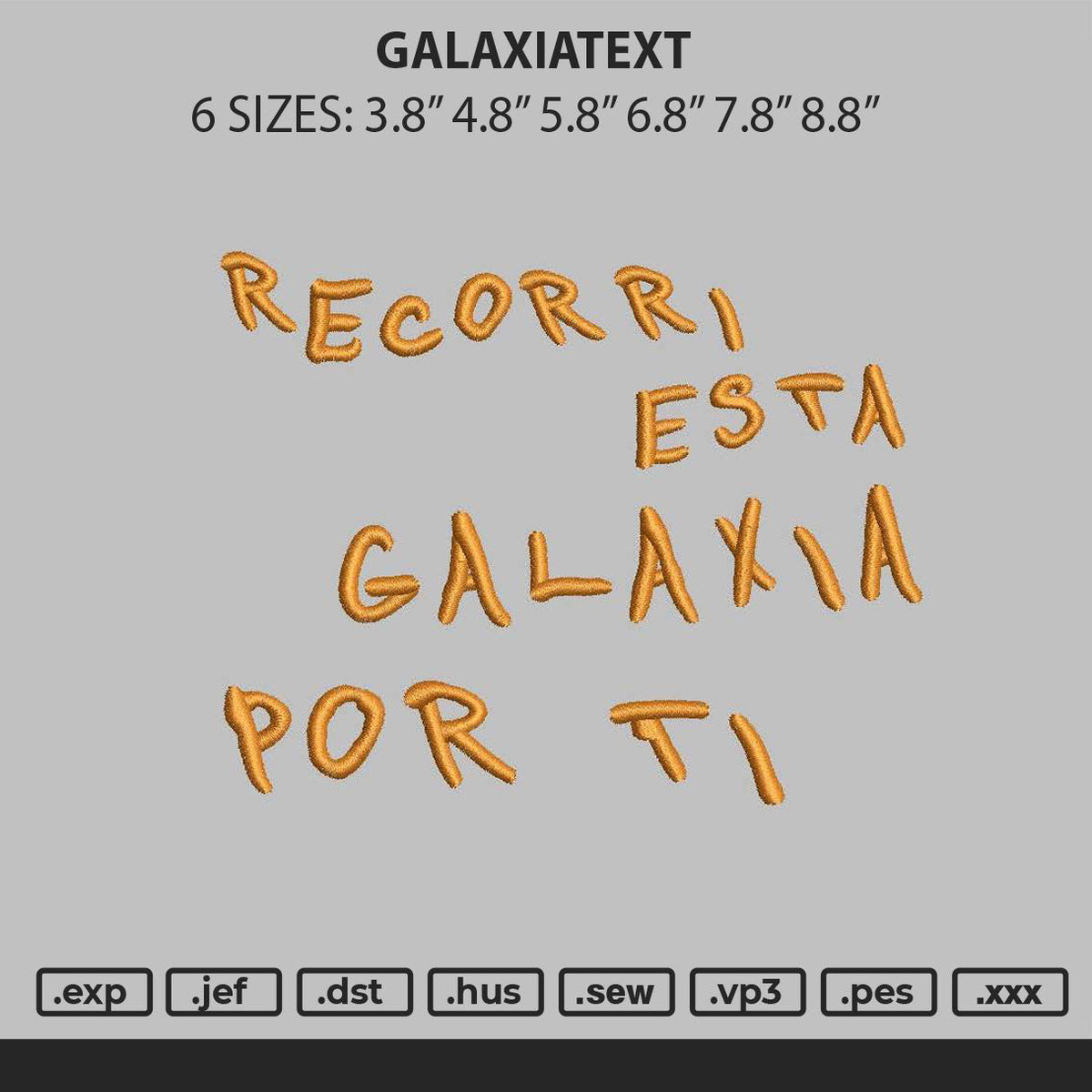 Galaxiatext Emboidery File 6 sizes