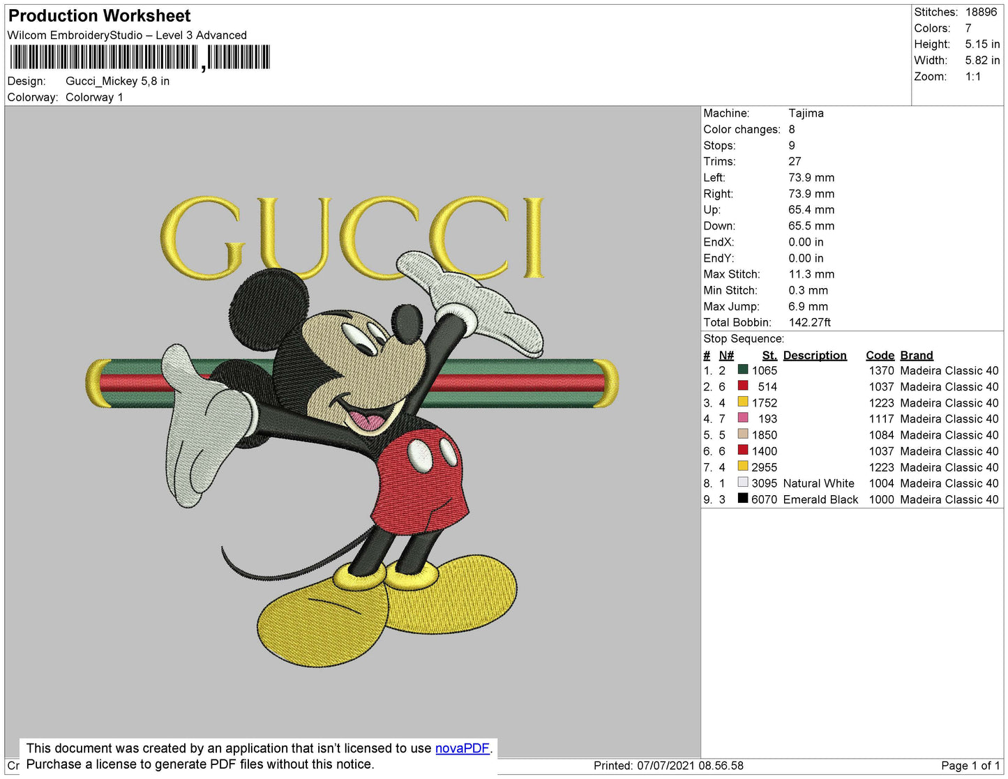 Gucci Mickey Embroidery