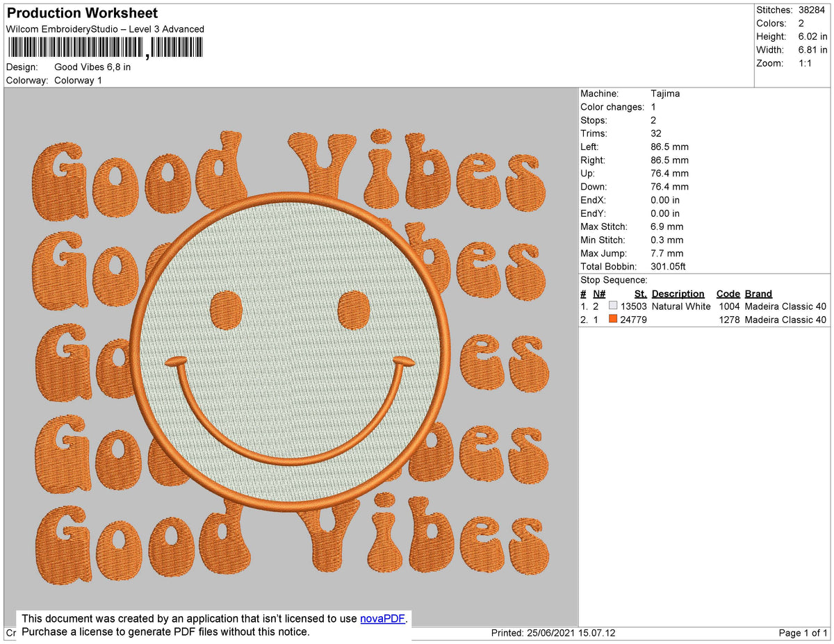 Good Vibes Smile Embroidery