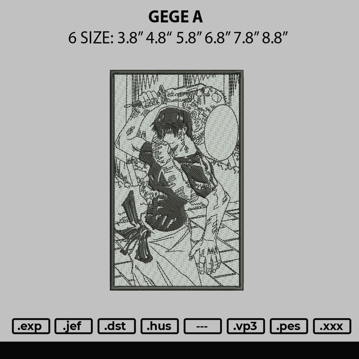 Gege A Embroidery File 6 sizes