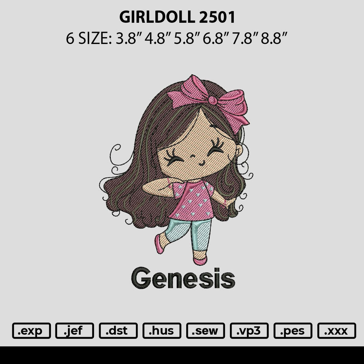 Girldoll 2501 Embroidery File 6 sizes
