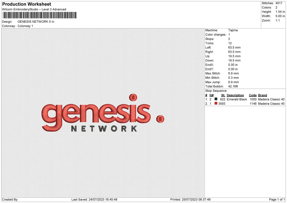 GENESIS NETWORK Embroidery File 8 size