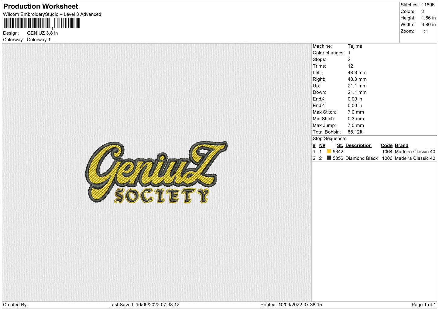 GENIUZ Embroidery