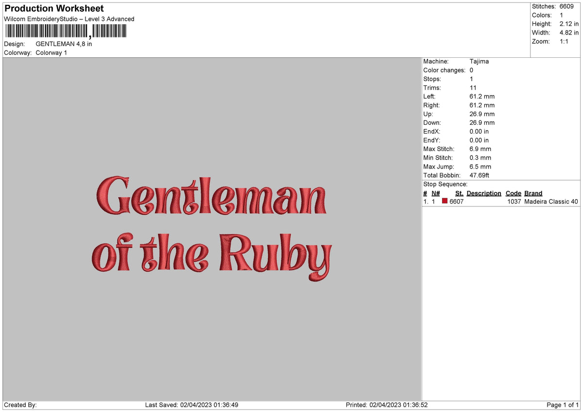 Gentleman Embroidery