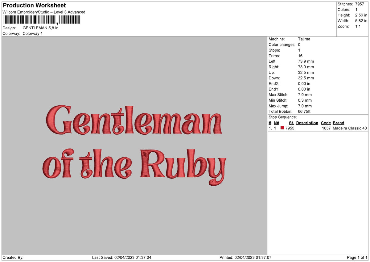 Gentleman Embroidery