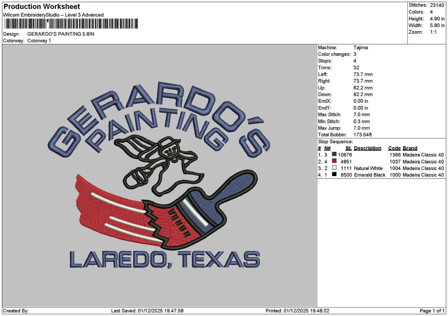 Paintingtext 0112 Embroidery File 6 sizes