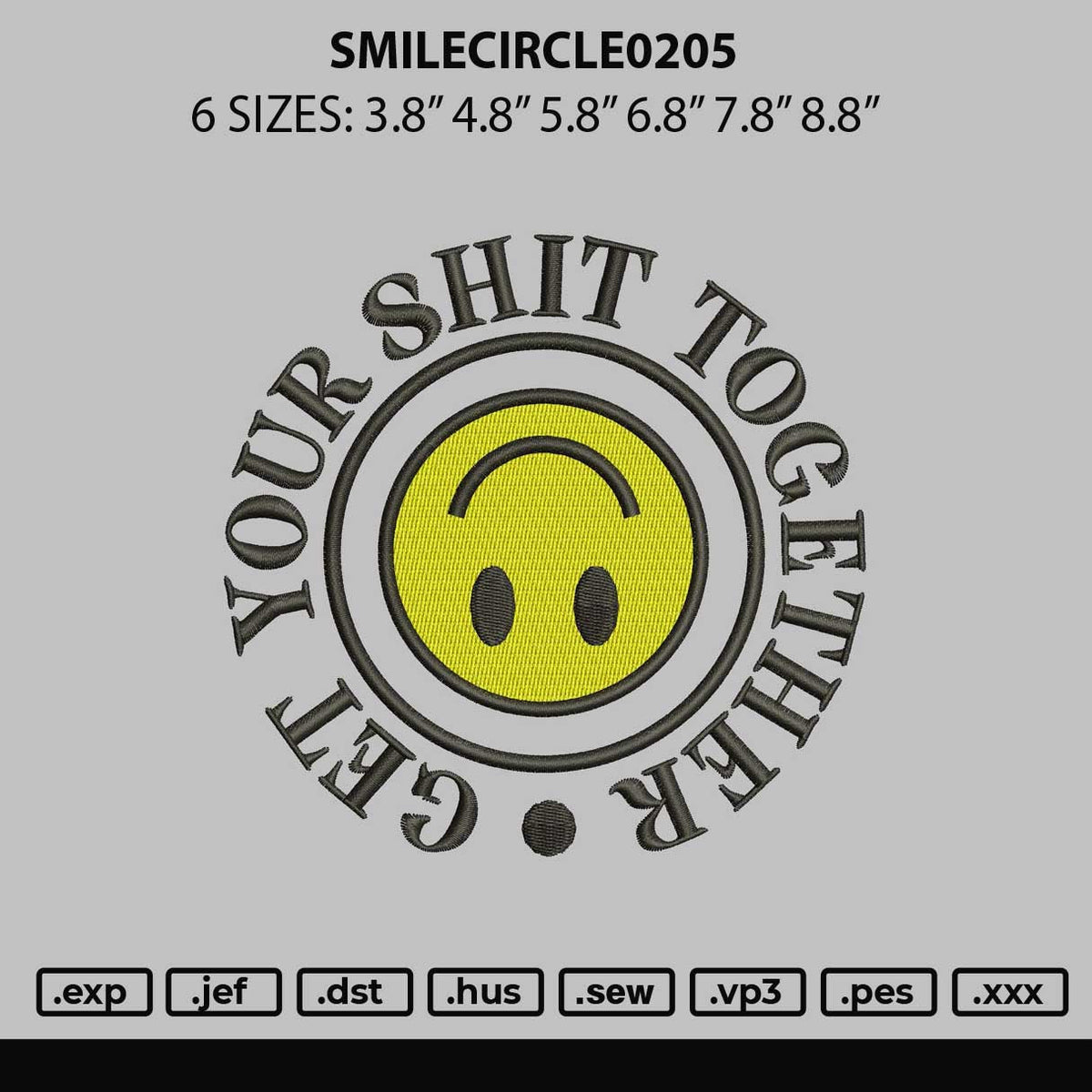 Smilecircle0205 Embroidery File 6 sizes