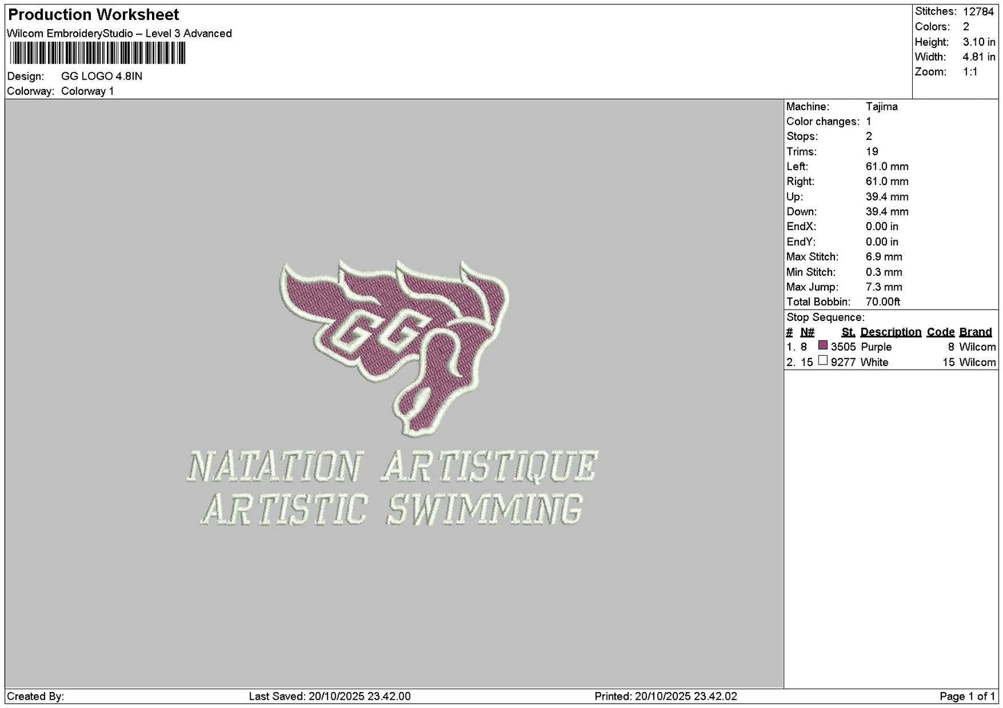 Gg Text Embroidery File 6 sizes