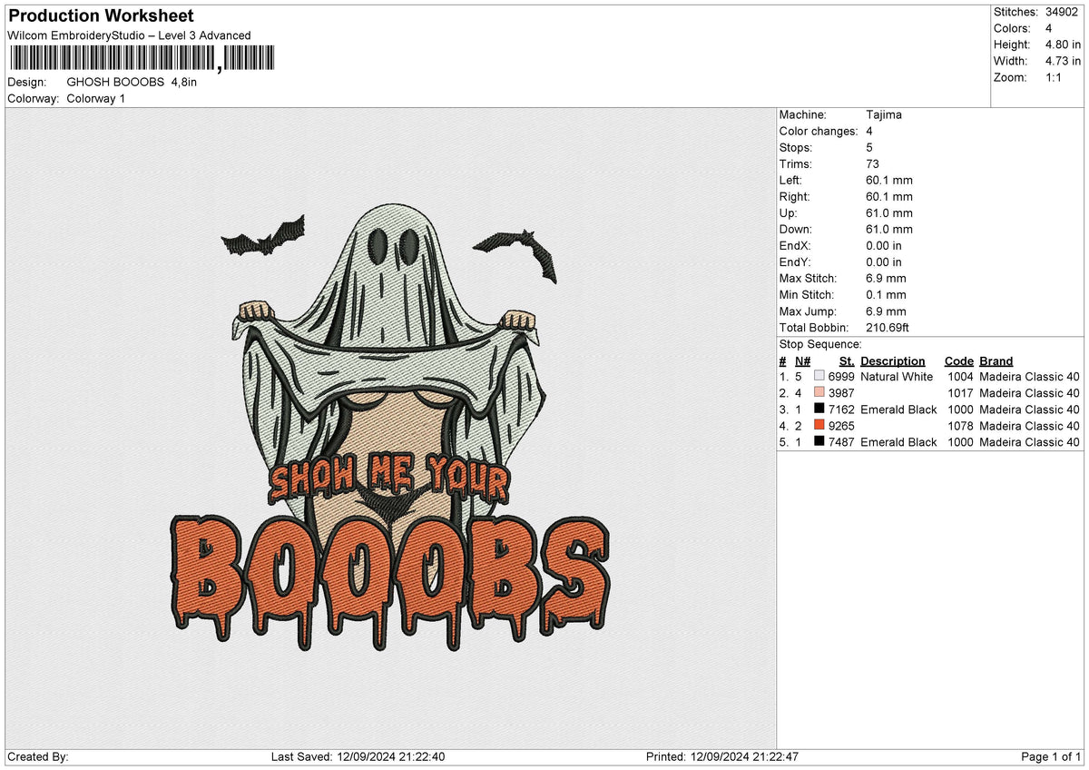 GHOSH BOOOBS Embroidery File 6 size