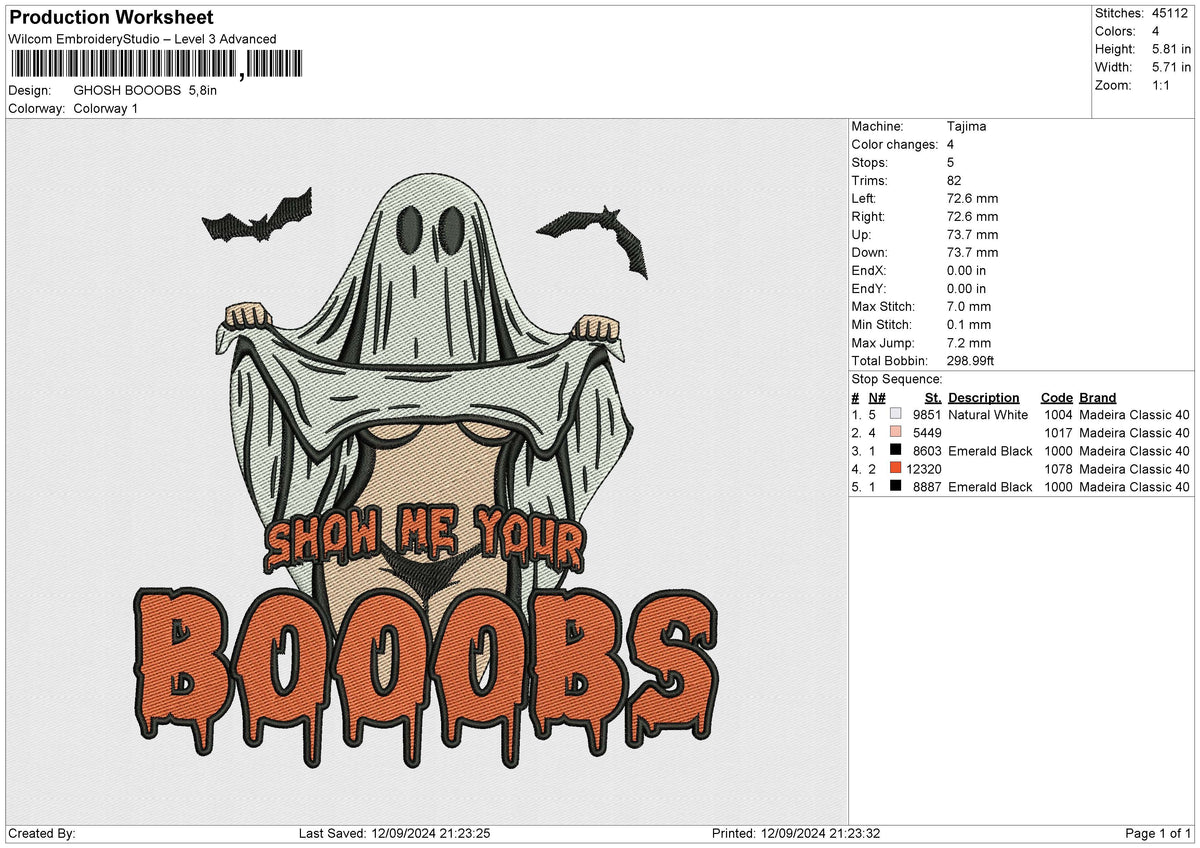 GHOSH BOOOBS Embroidery File 6 size