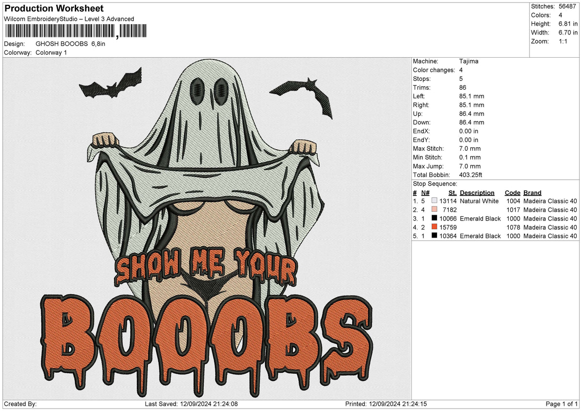 GHOSH BOOOBS Embroidery File 6 size