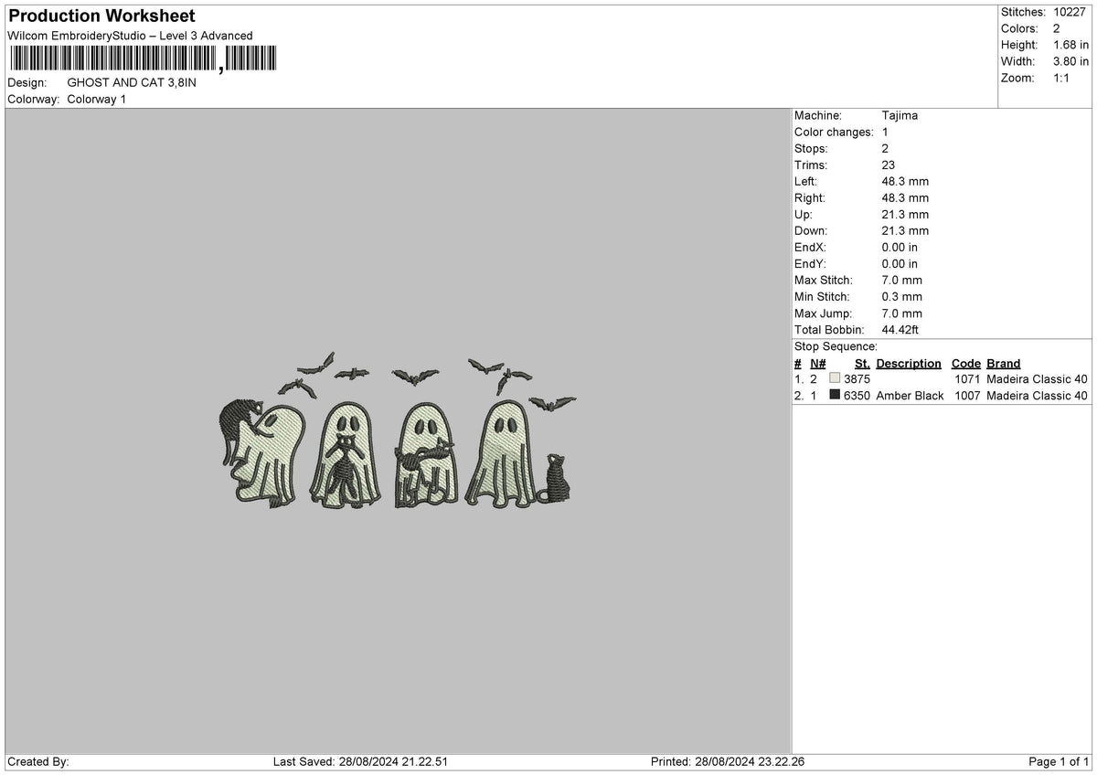 Ghosts 2808 Embroidery File 6 sizes