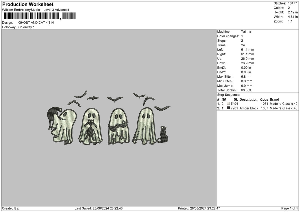 Ghosts 2808 Embroidery File 6 sizes