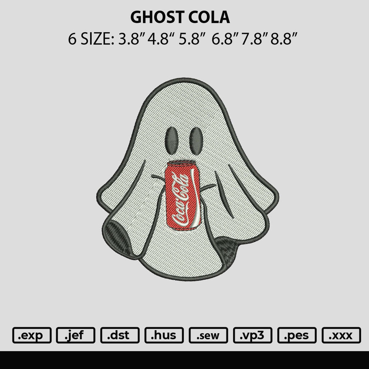 Ghost Cola Embroidery File 6 sizes