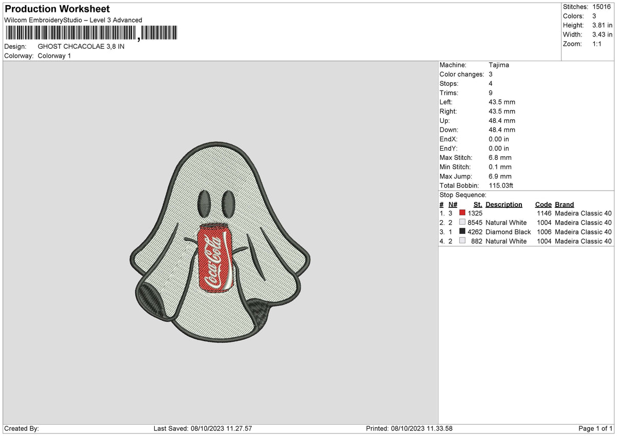 Ghost Cola Embroidery File 6 sizes