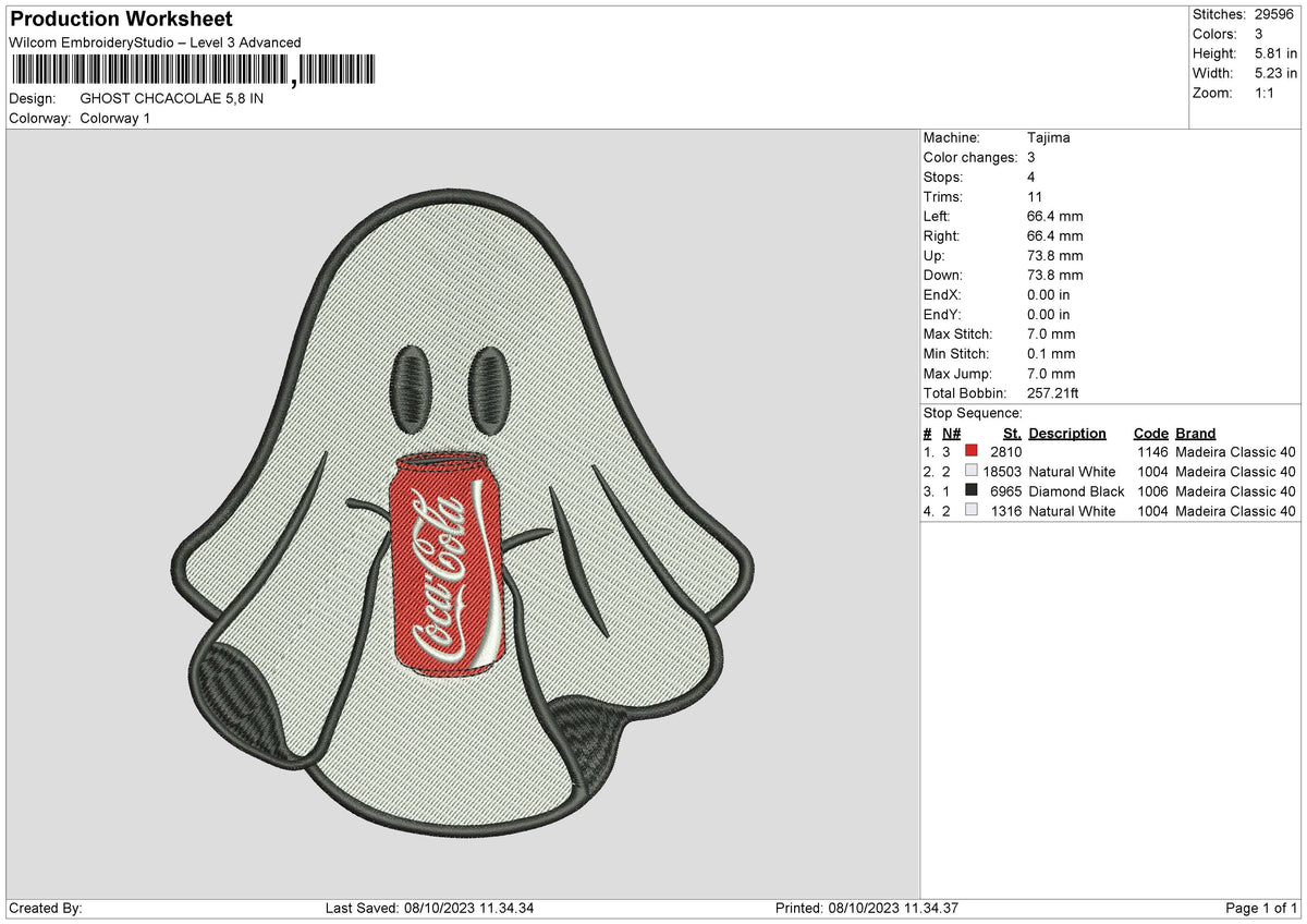 Ghost Cola Embroidery File 6 sizes