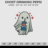 GHOST DRINKING PEPSI Embroidery File 6 size