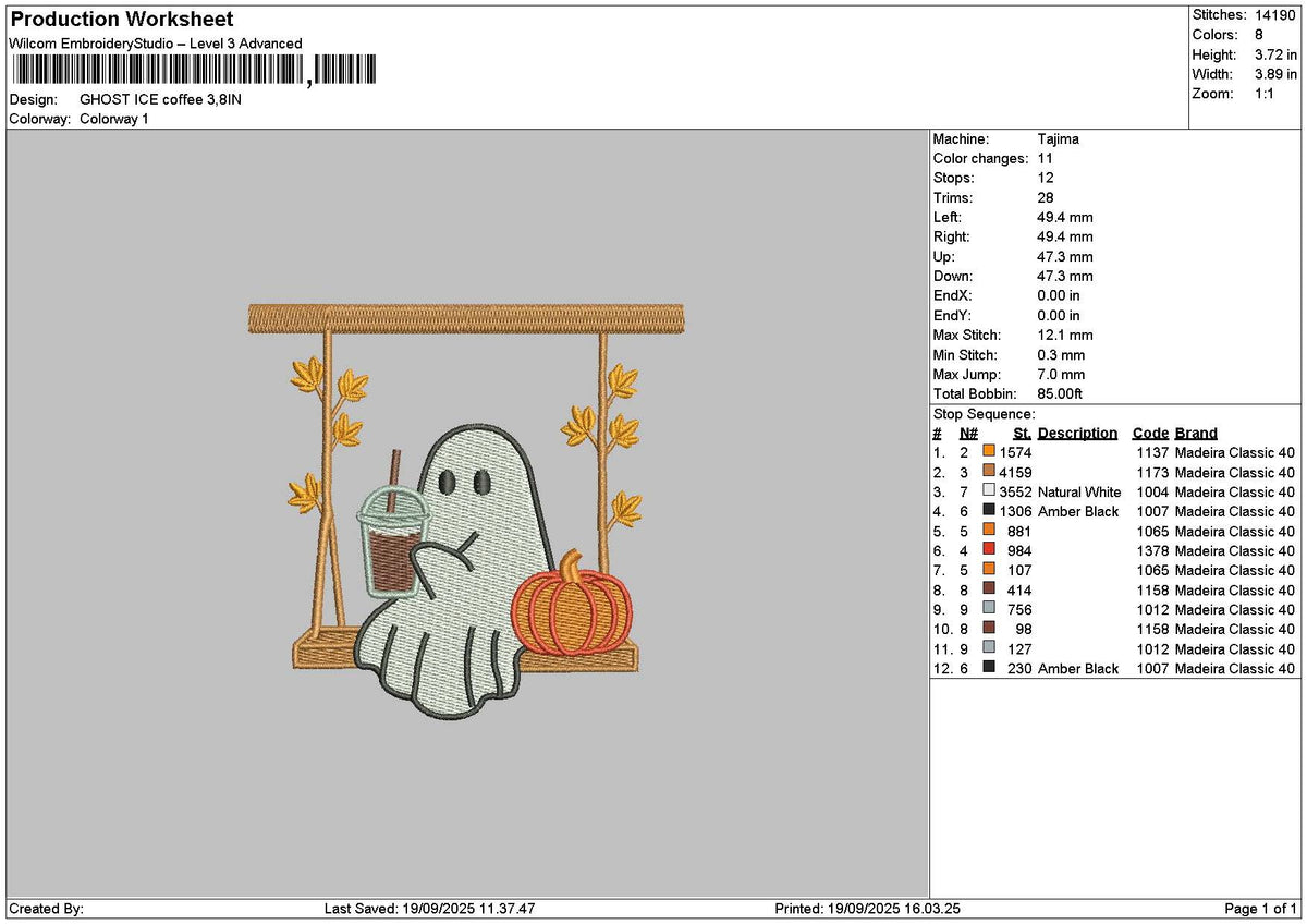 Ghost 1909 Embroidery File 6 sizes