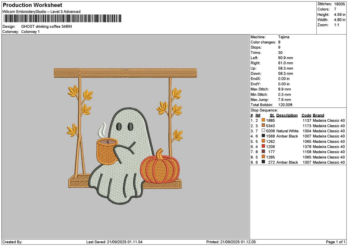 Ghost Drink 2109 Embroidery File 6 sizes