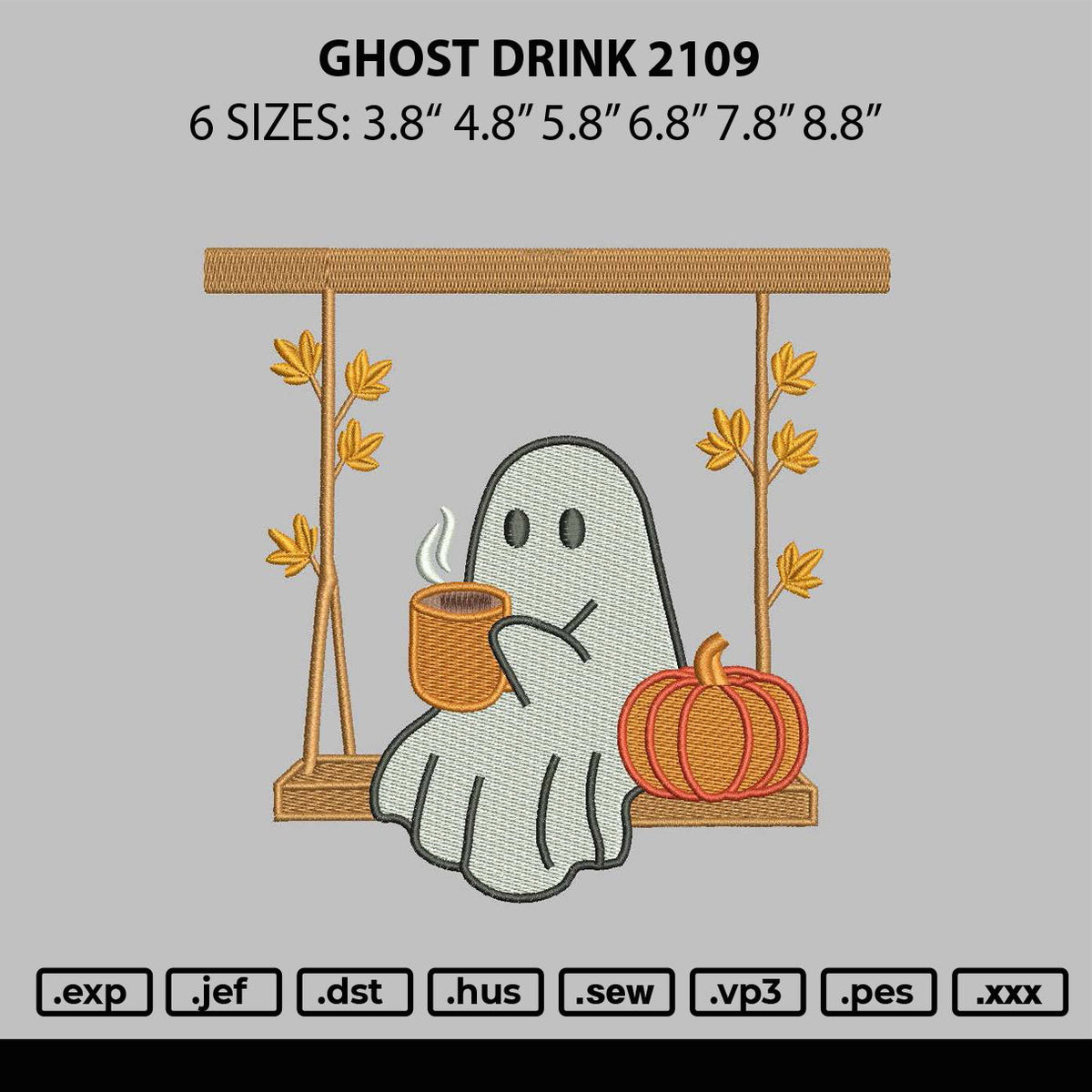 Ghost Drink 2109 Embroidery File 6 sizes
