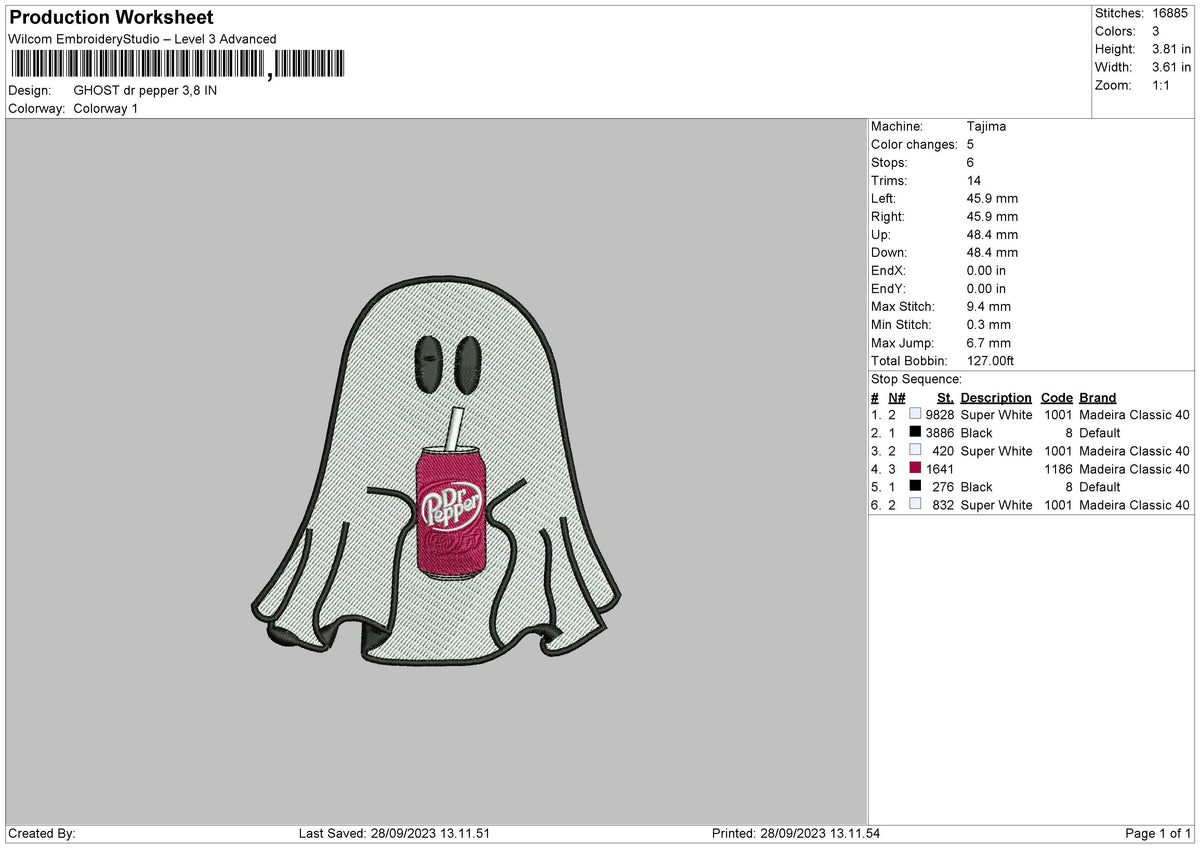 Ghost Dr Embroidery File 6 sizes
