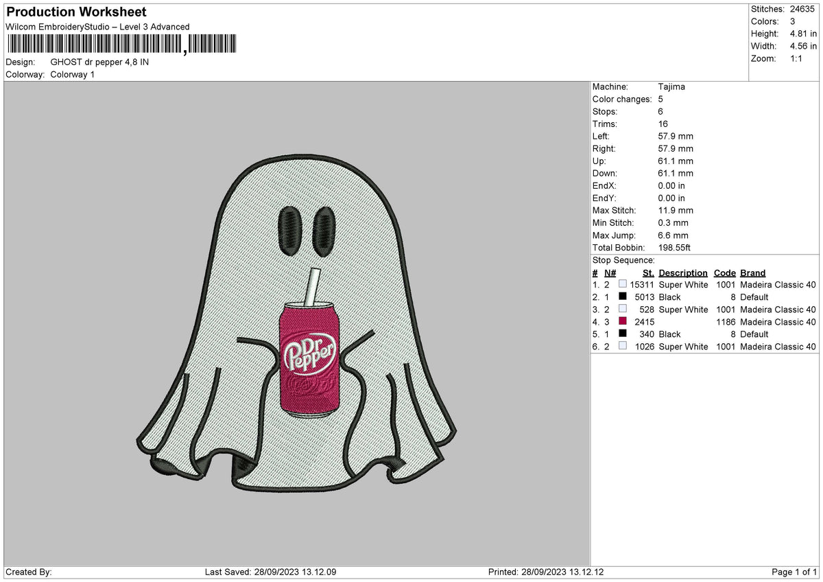 Ghost Dr Embroidery File 6 sizes