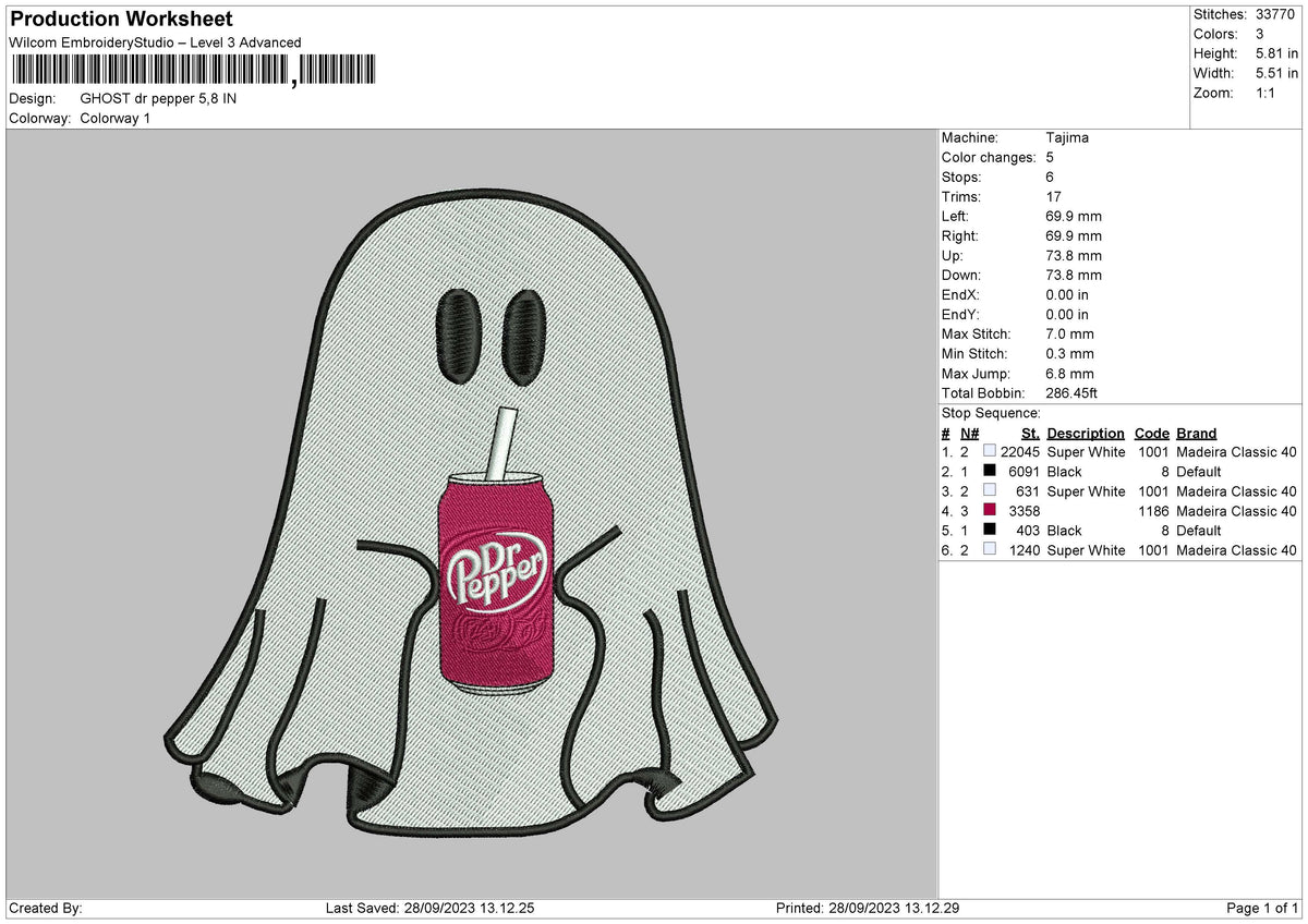 Ghost Dr Embroidery File 6 sizes