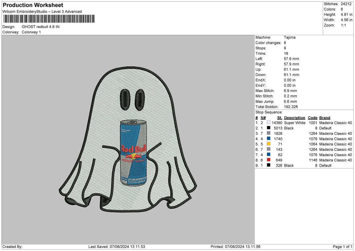Ghost Redbull 02 Embroidery File 6 sizes