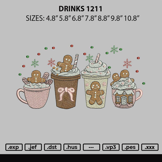 Drinks 1211 Embroidery File 6 sizes